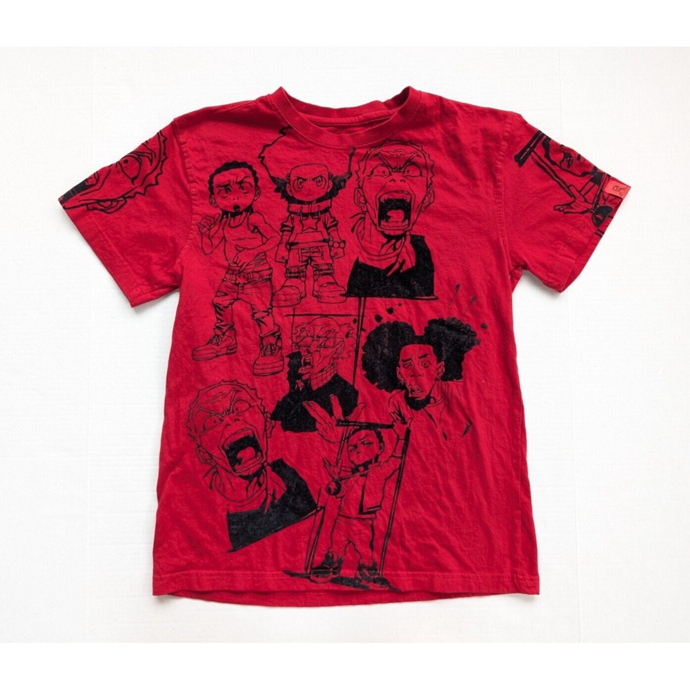 The Boondocks Shirt Boys XL AOP Red Family‎ Dekryptic Riley Huey Grandad